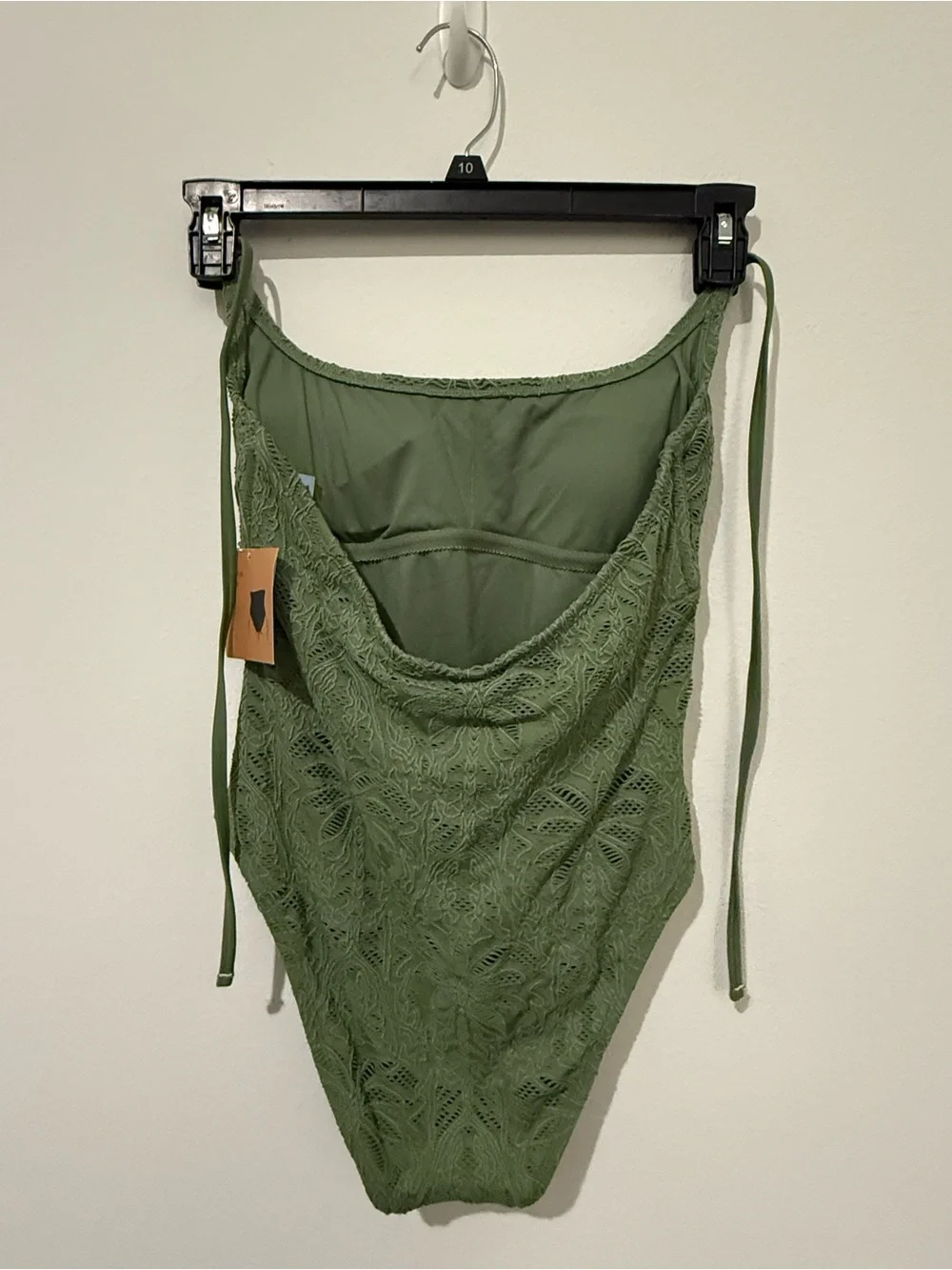 NWT Shade & Shore Olive Green Crochet One-Piece Swimsuit
